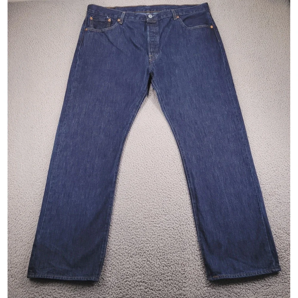 LEVIS 501 Jeans Mens Size 40x30 Classic Fit Straight Button Fly Dark Wash Denim